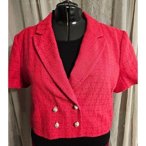 Royalty by Maluma hot pink Cropped Tweed short sleeve Blazer XXXL